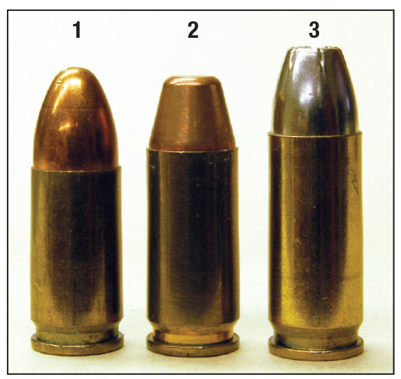 The (1) 9mm Luger would work better at lower pressure if it were a bit longer like the modern (2) 9x21mm or (3) 9x23mm, but the Luger frame would not allow it without redesign.